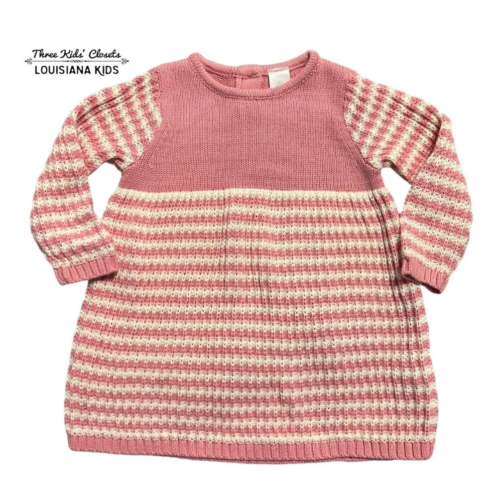 Stem Organics 6m Pink Striped Sweater Dress